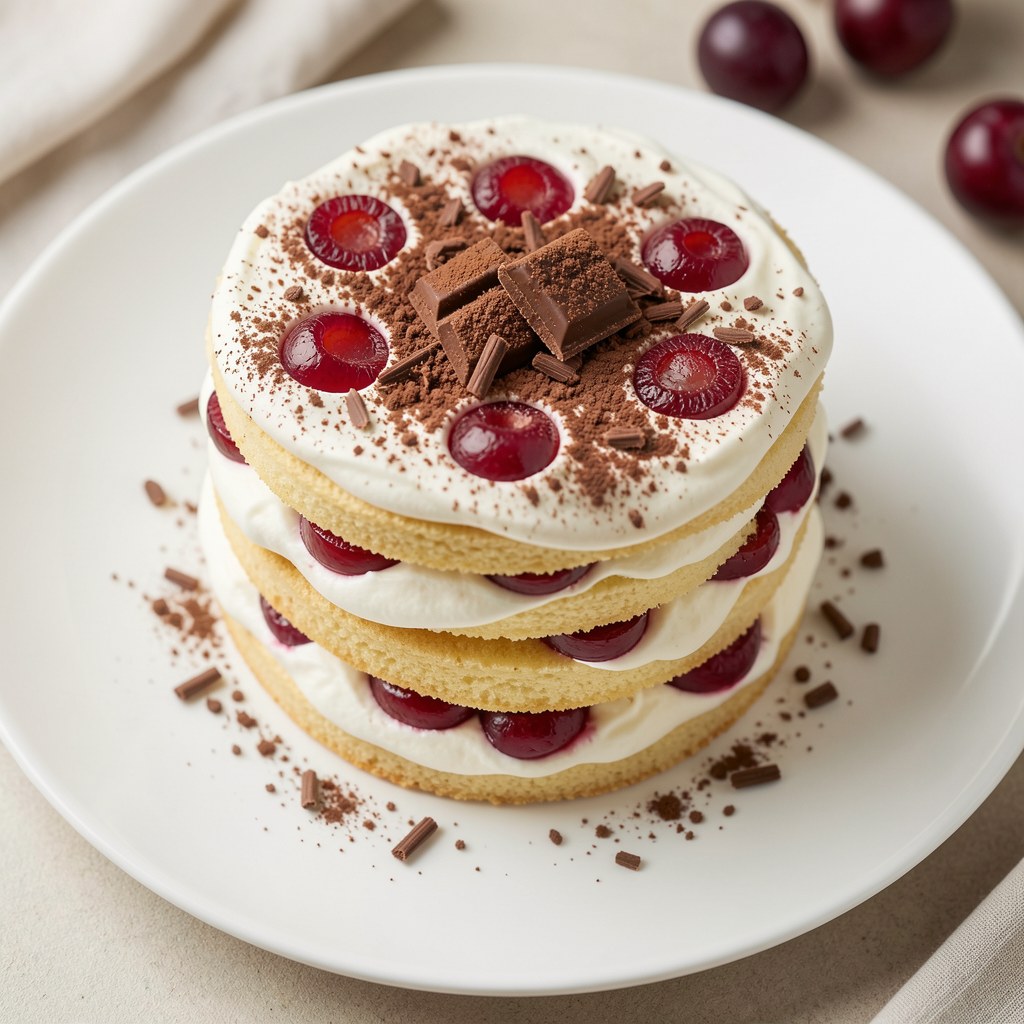 Tort bezowy z wiśniami