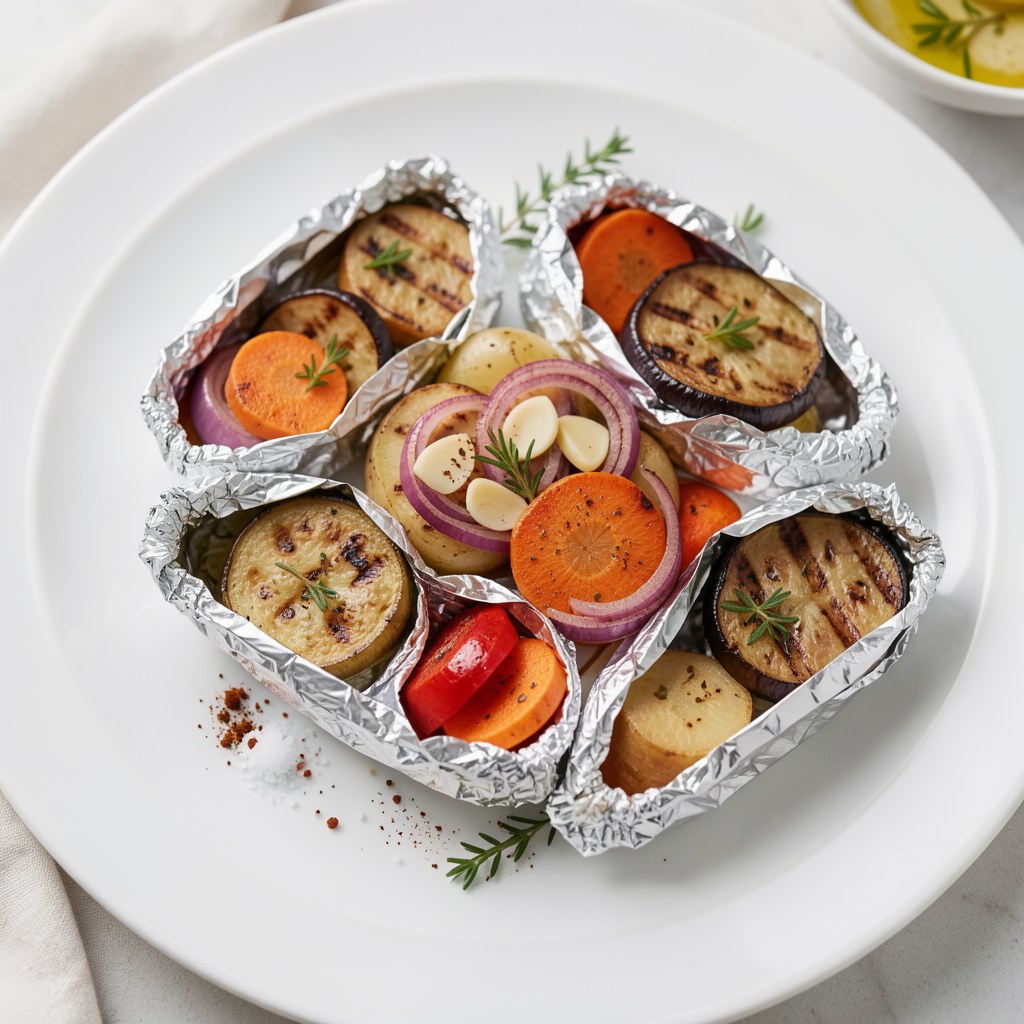 Grillowane warzywa z parówką