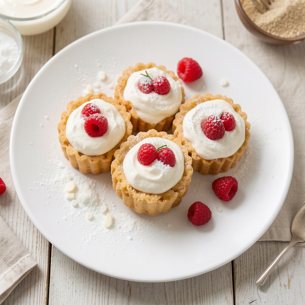 Babeczki kruche z bitą śmietaną i truskawkami