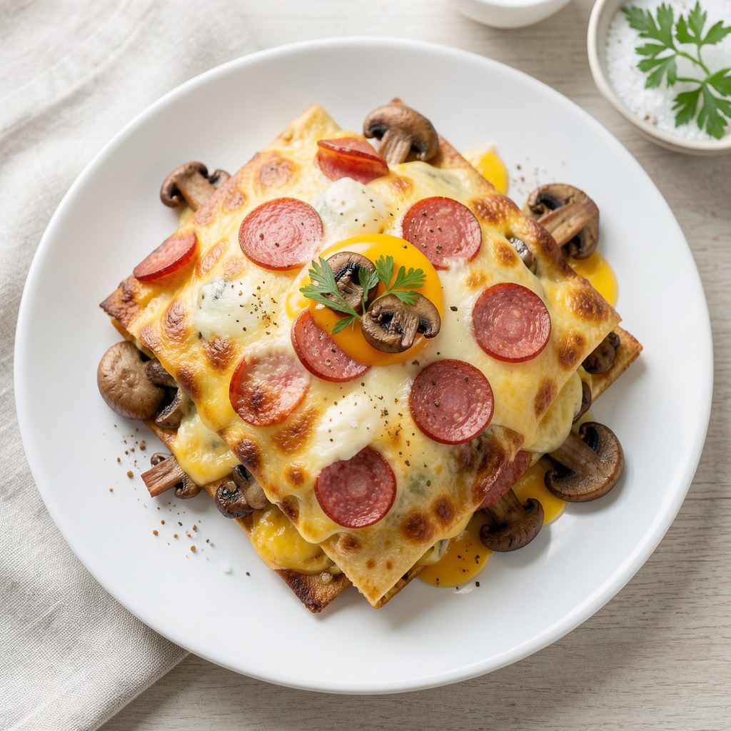 Zapiekanka z salami i pieczarkami