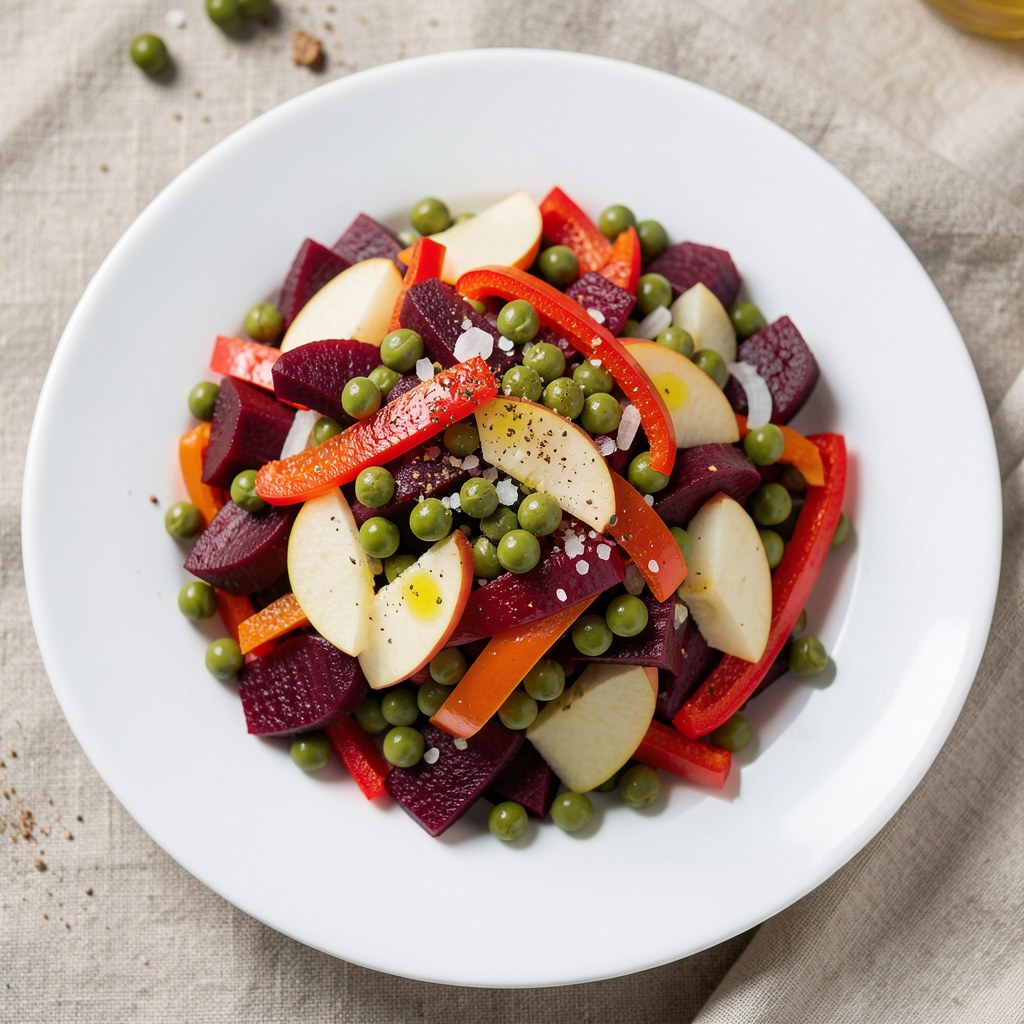 Sałatka z buraków, groszku i papryki
