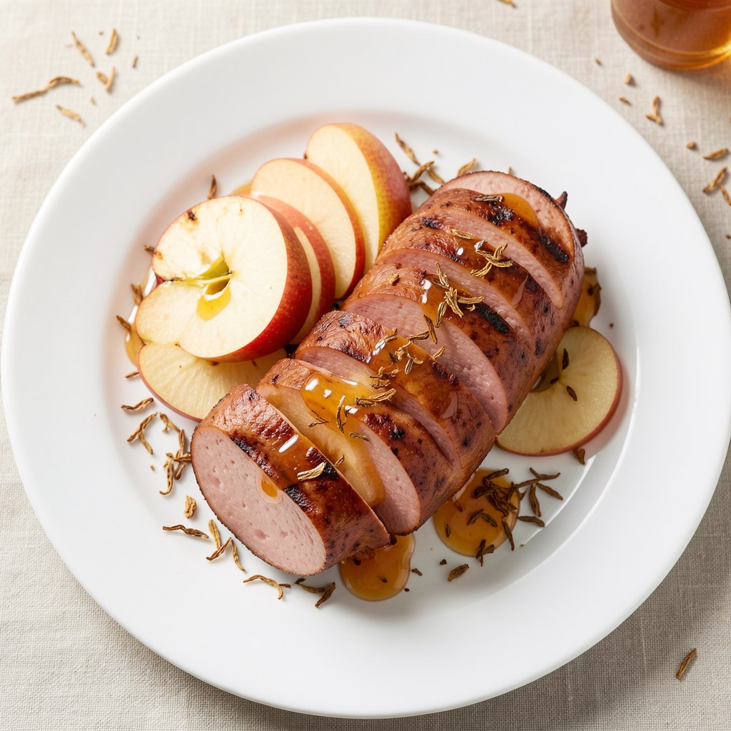 Biała kiełbasa z grilla z jabłkiem