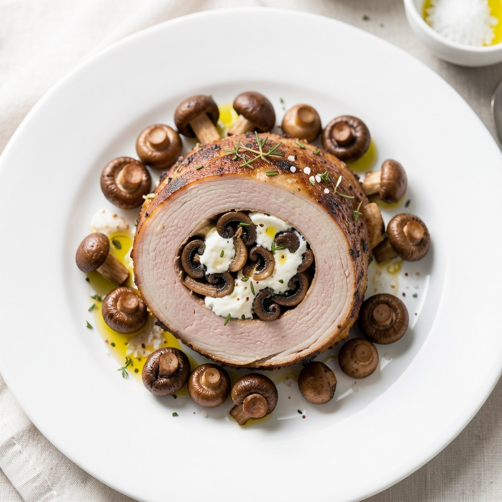 Pierś indyka faszerowana pieczarkami