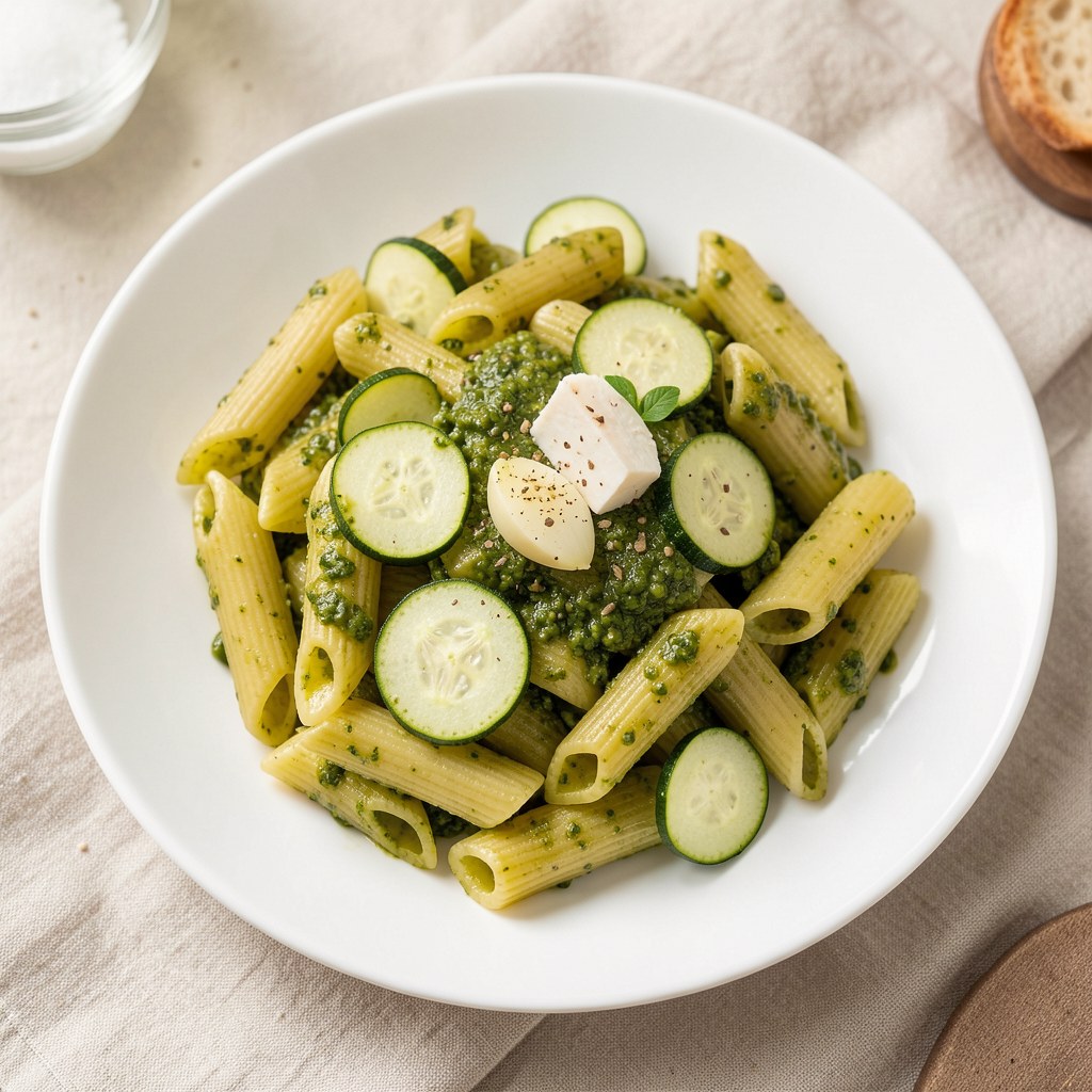Penne z pesto i cukinią