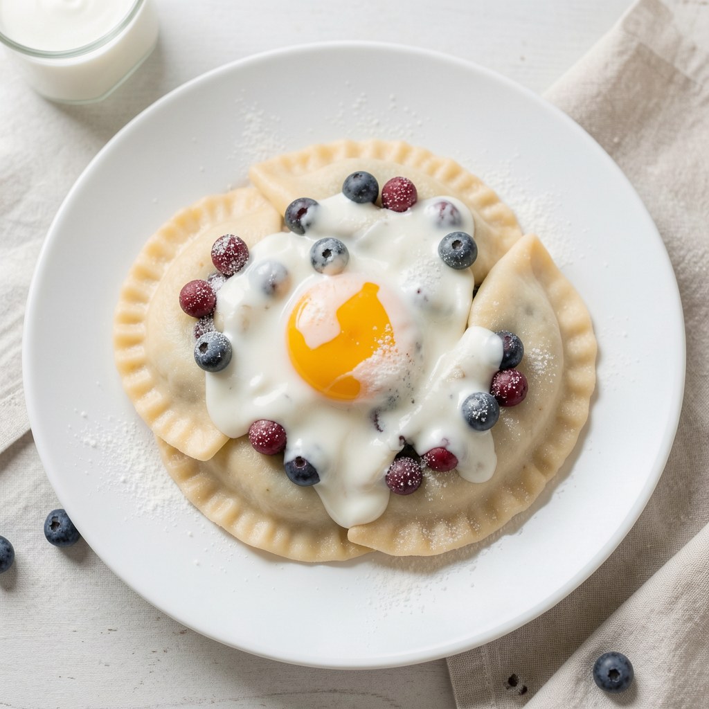Pierogi z borówkami i śmietanką