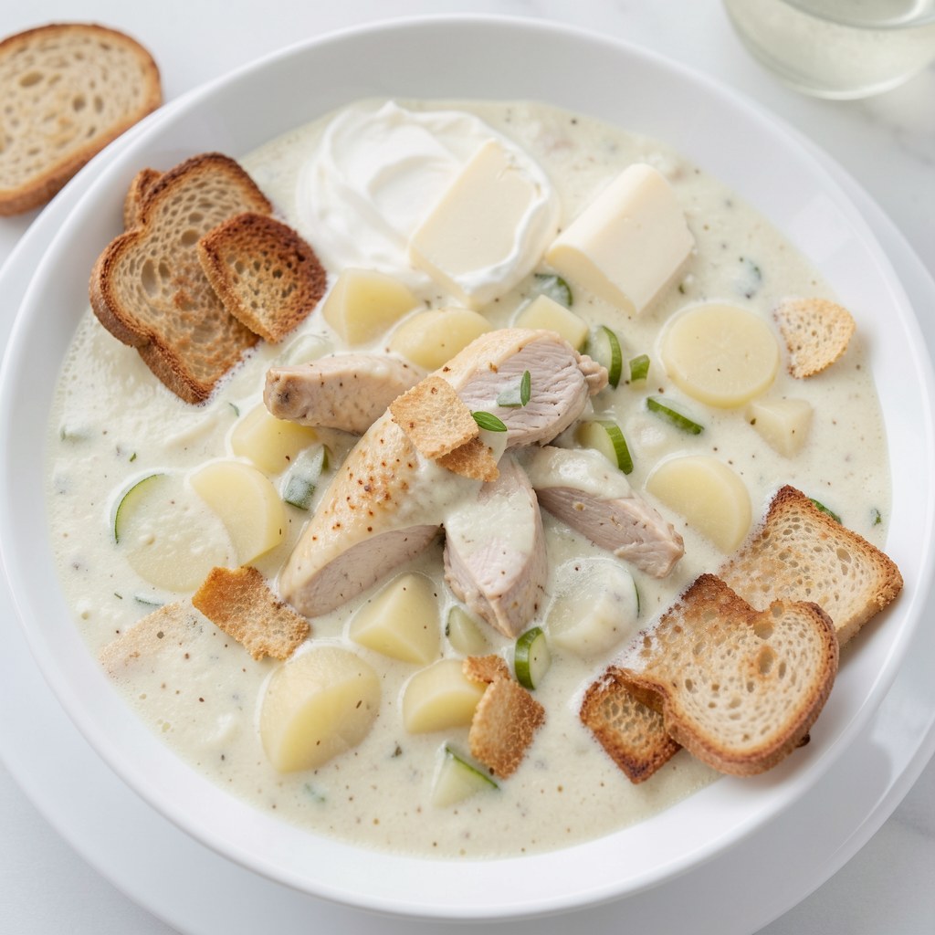 Ogórkowa krem z grzankami