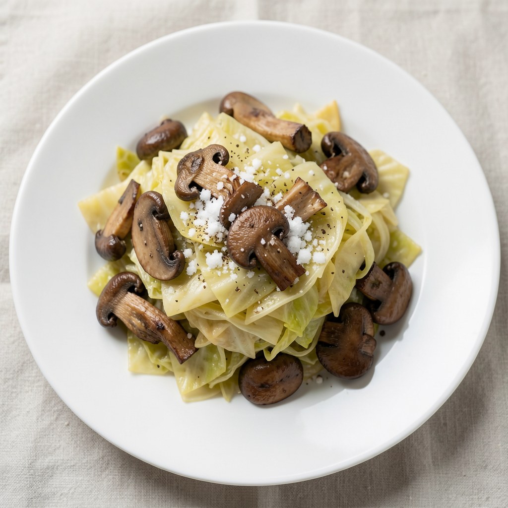 kapusta z boczkiem i grzybami