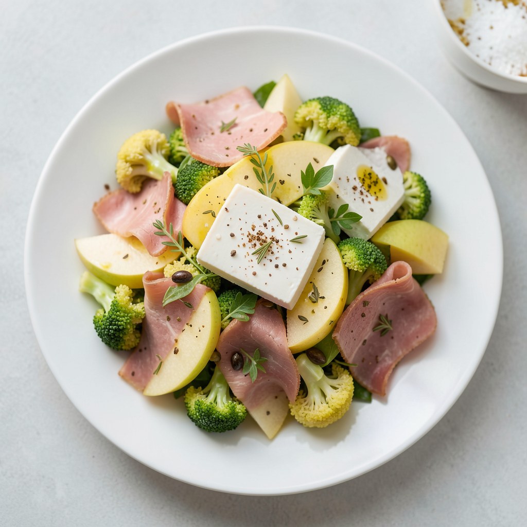 sałatka z szynką i serem