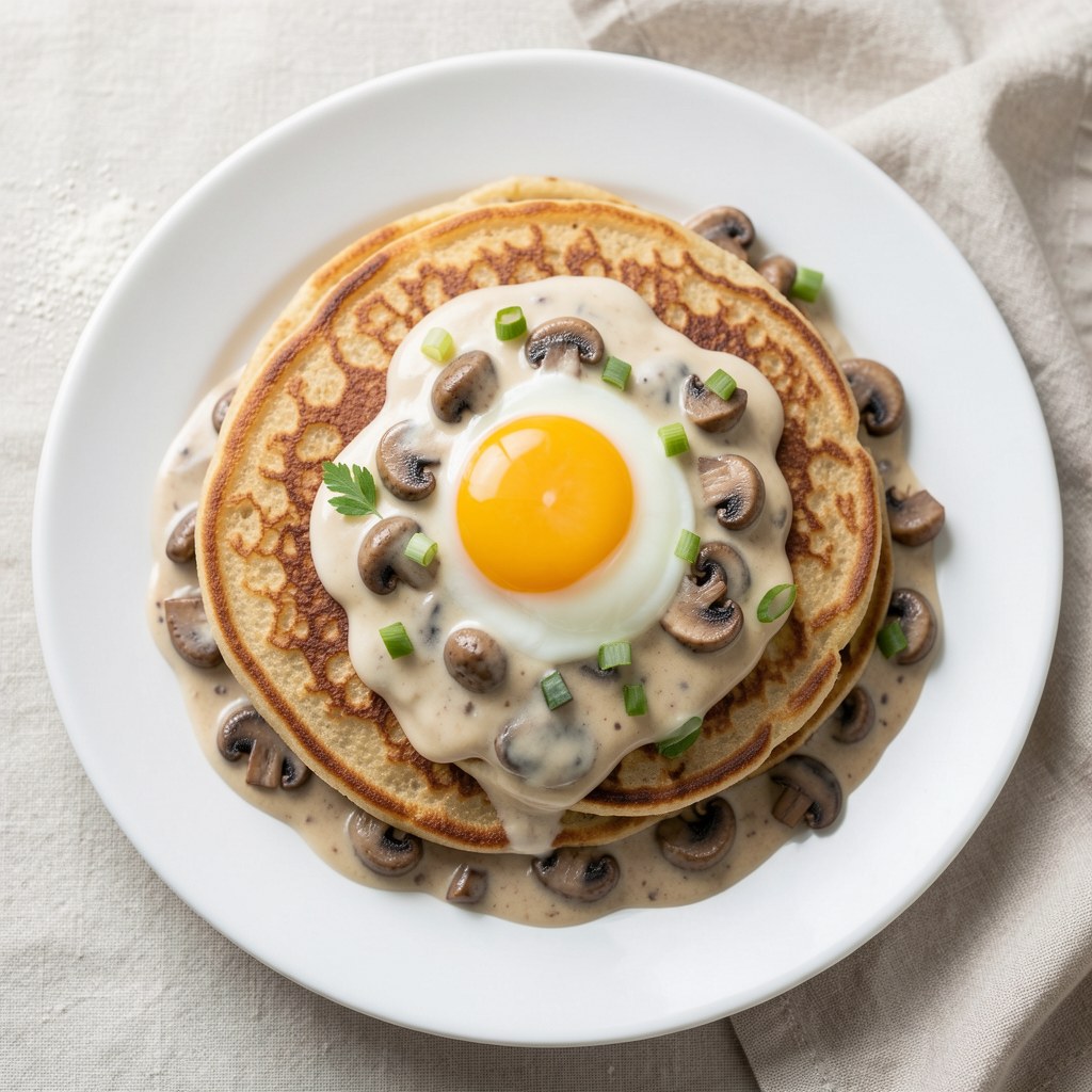 Puszyste naleśniki z pieczarkami
