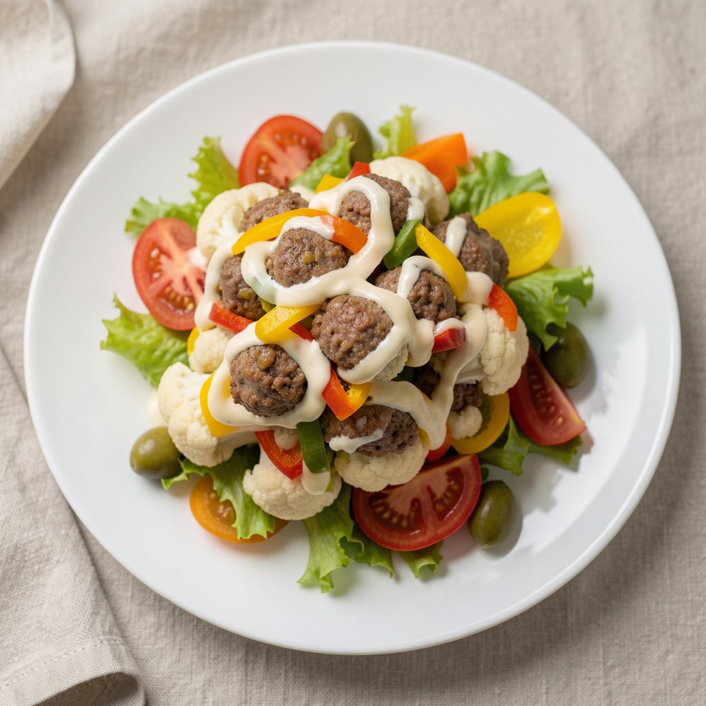 Kalafior nadziewany mięsem z otoczką warzywno-majonezową