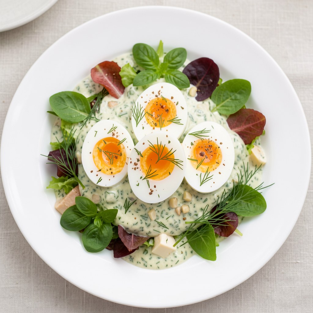 Jajka w sosie ziołowym