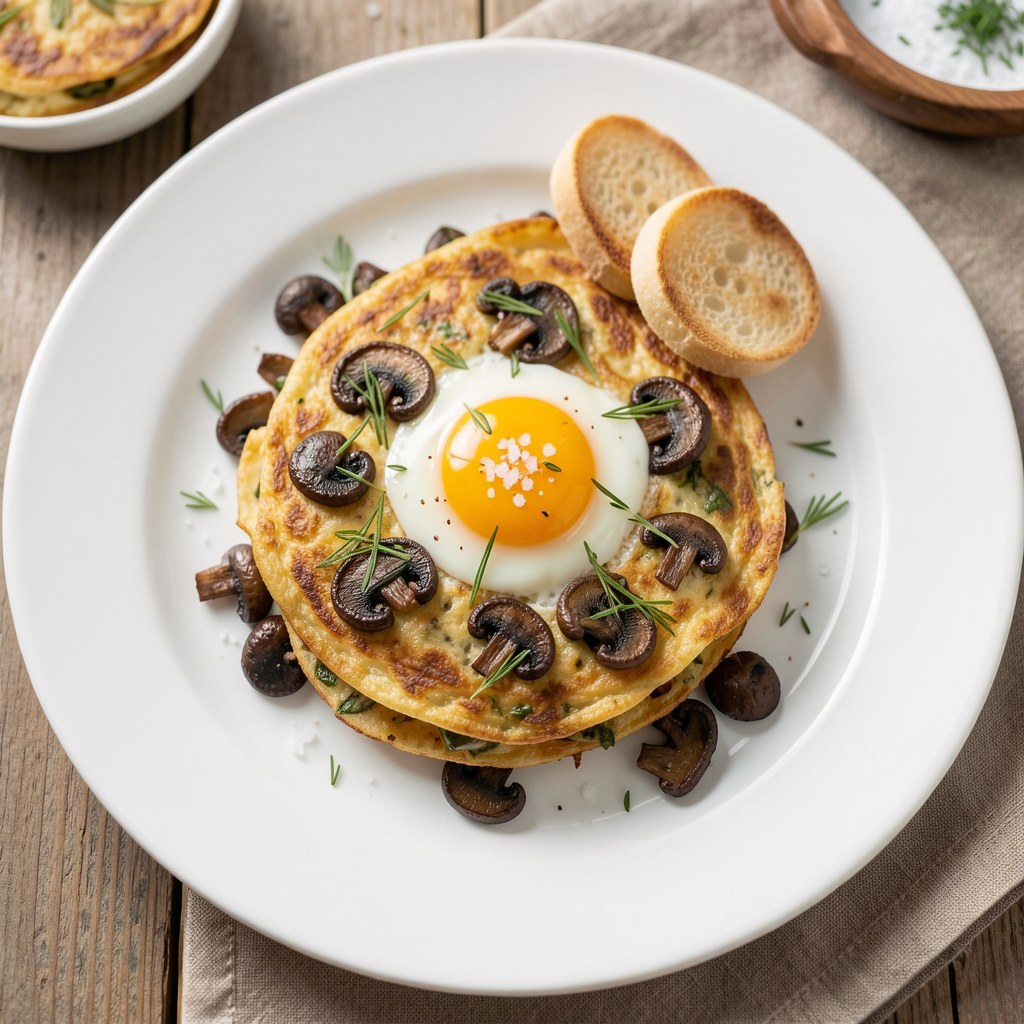 Jajeczniczka na pieczarkach