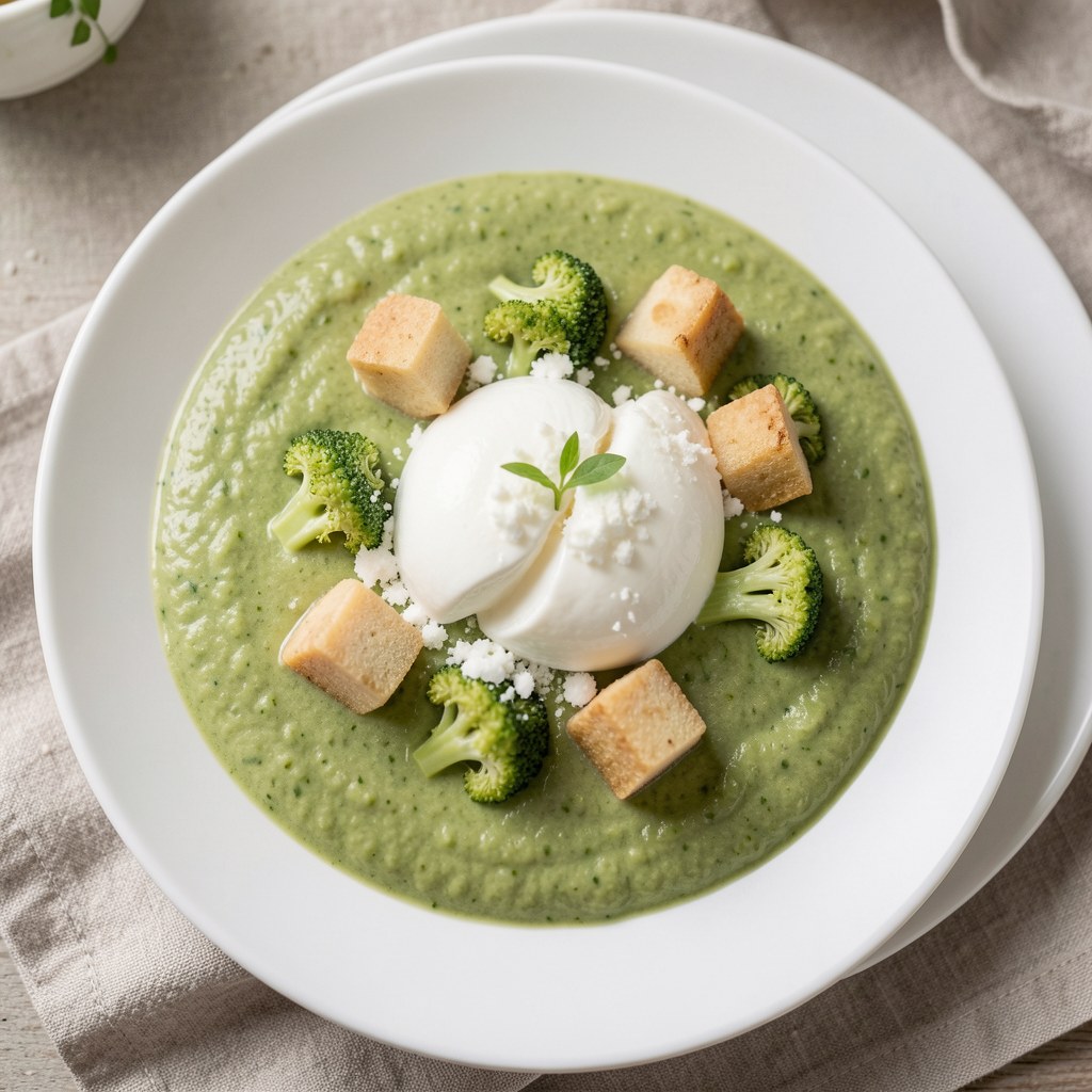 Krem z brokułów z mozarellą