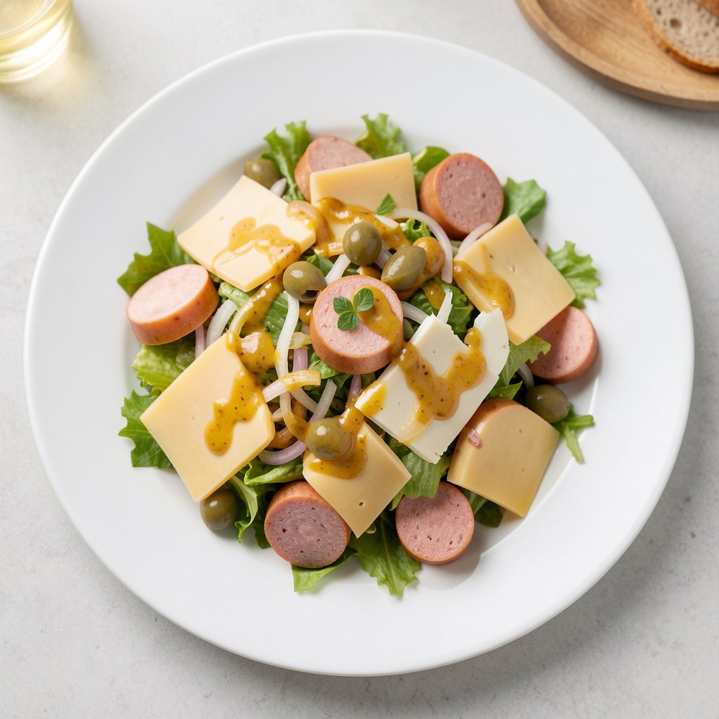 Sałatka z kiełbaski i sera