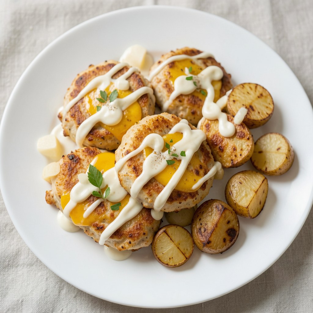 Kotleciki z piersi kurczaka z serem i majonezem