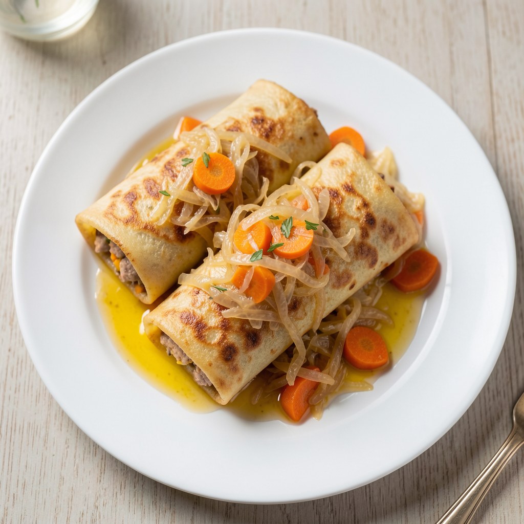 Naleśniki z kiszoną kapustą smażone w głębokim oleju