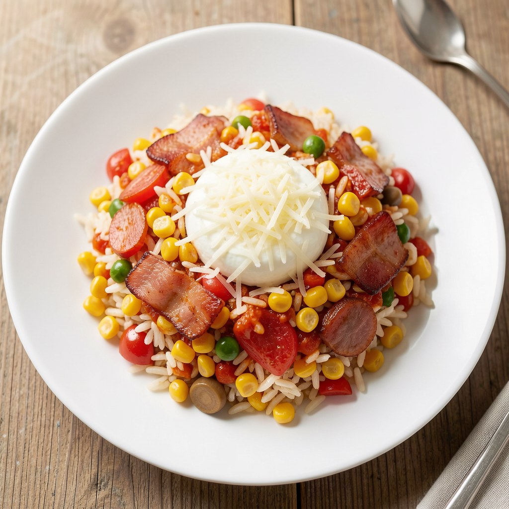 Ryż pomidorowy z kukurydzą i serem