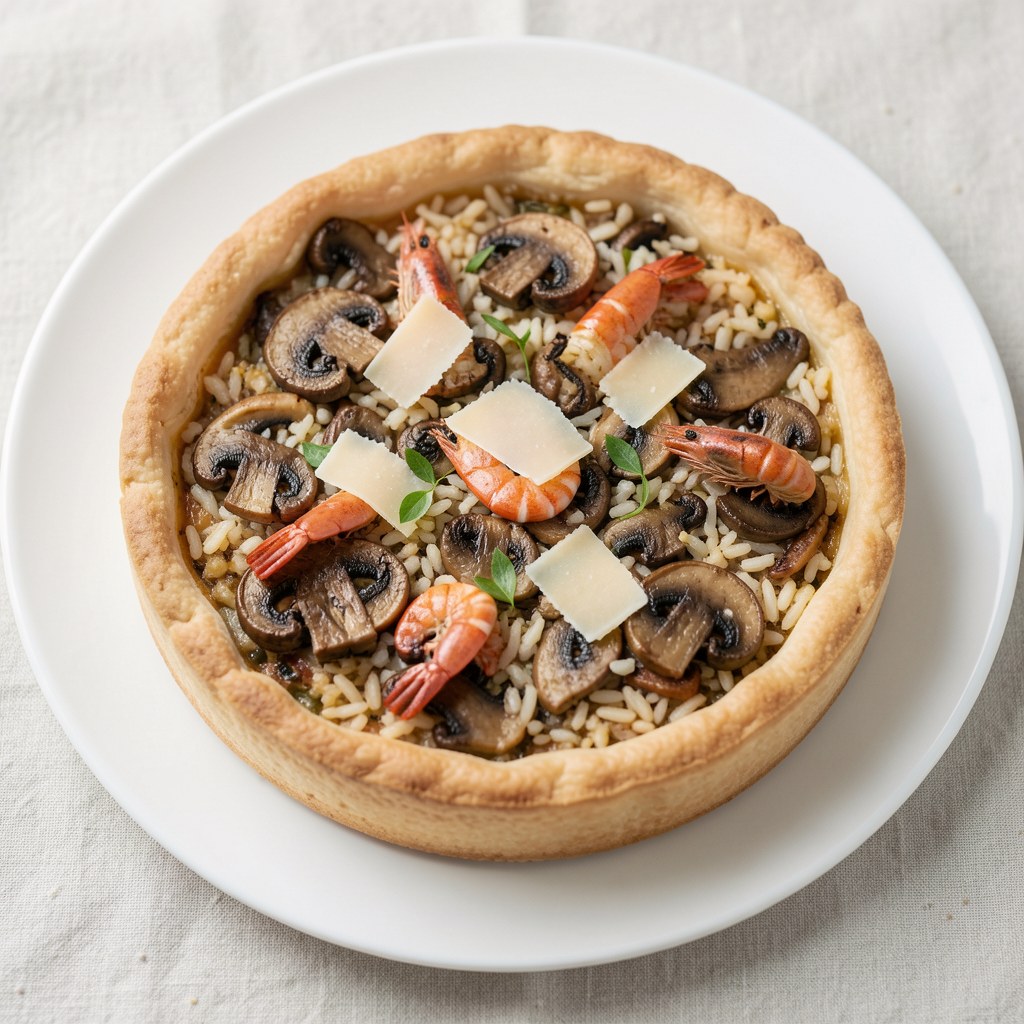 Quiche z grzybami i krewetkami