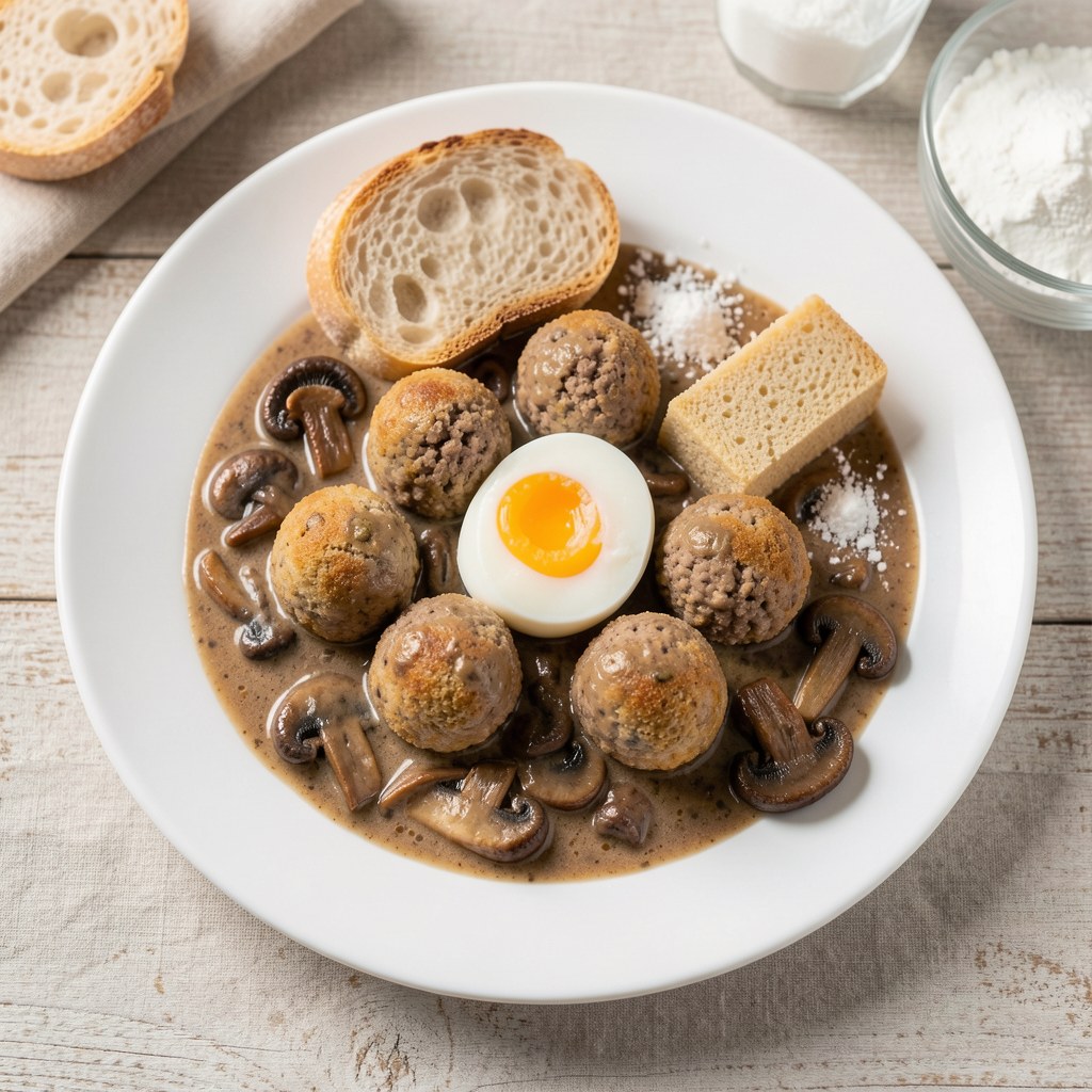 Kuleczki mielone w sosie pieczarkowym