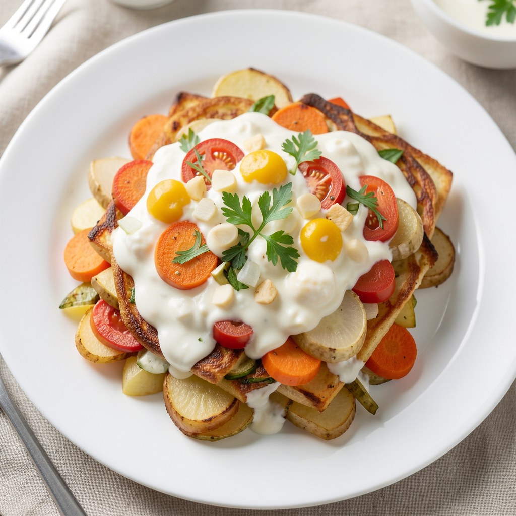 Zapiekanka warzywna z sosem śmietanowym