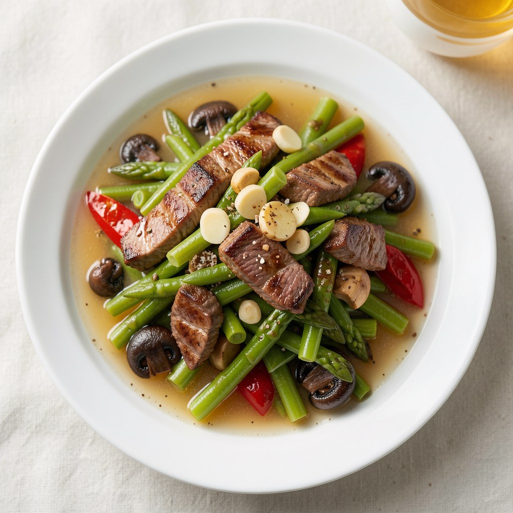 Sałatka z fasolki szparagowej z wołowiną