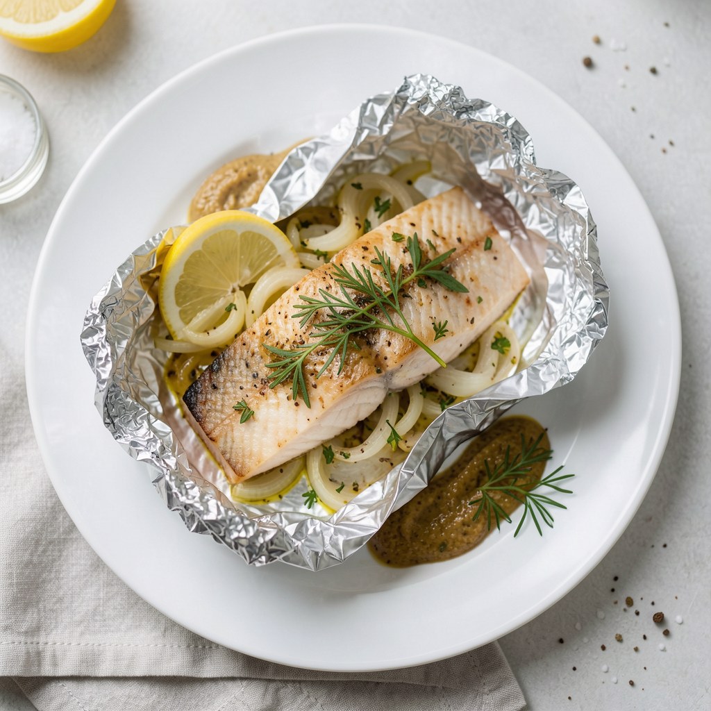 Łosoś norweski z koprem włoskim i musztardą