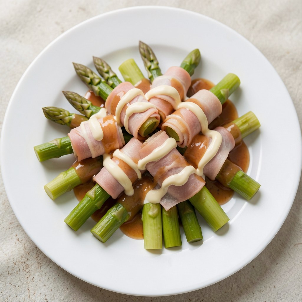 Roladki szparagi z szynką