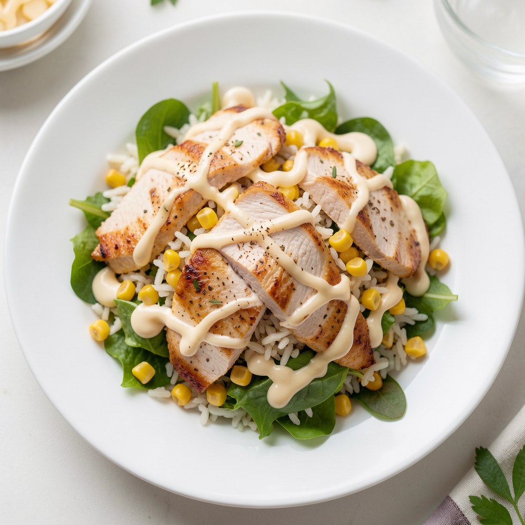 sałatka z ryżem i kurczakiem