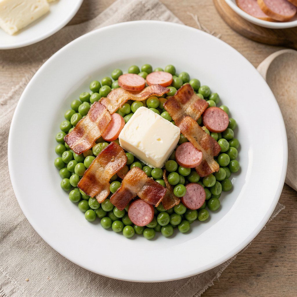 Zielona fasolka z kiełbasianymi skwarkami