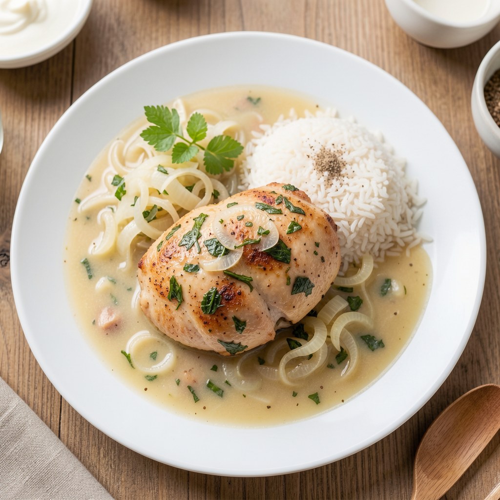 Kurczak ziołowy z sosem cebulowym