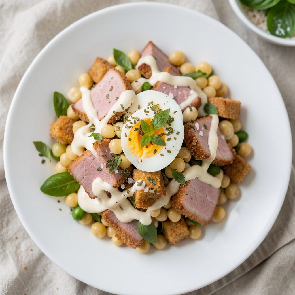 Sałątka z bobem i chrupiącym boczkiem