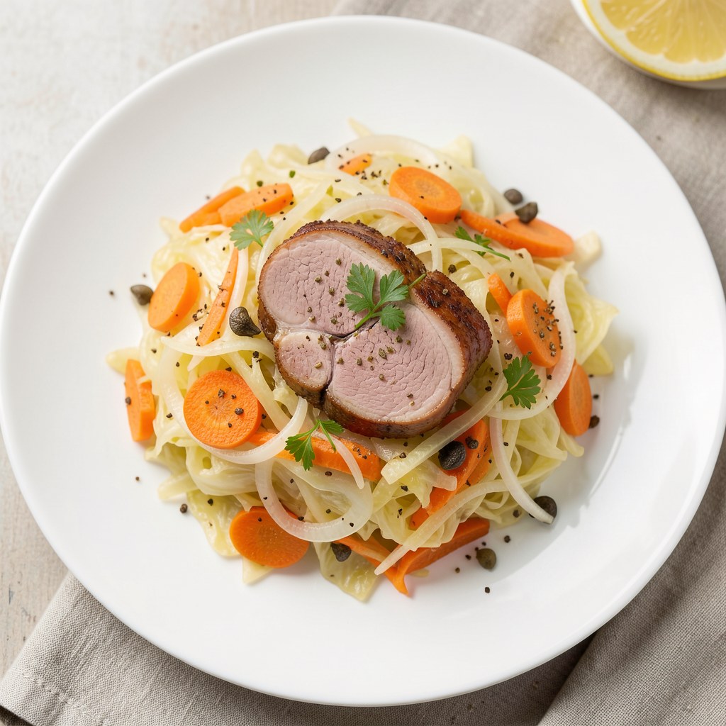 Młoda kapusta z boczkiem