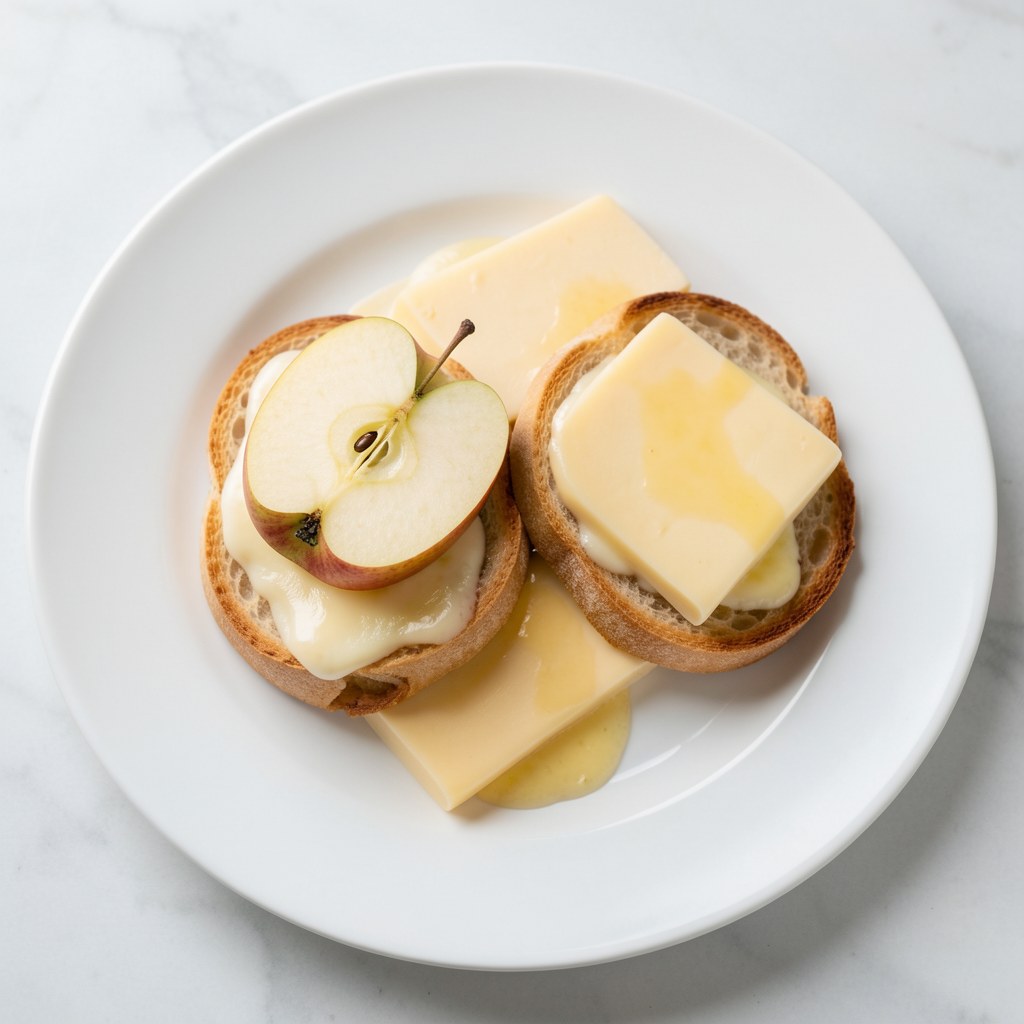 Grzanki serem i jabłkiem