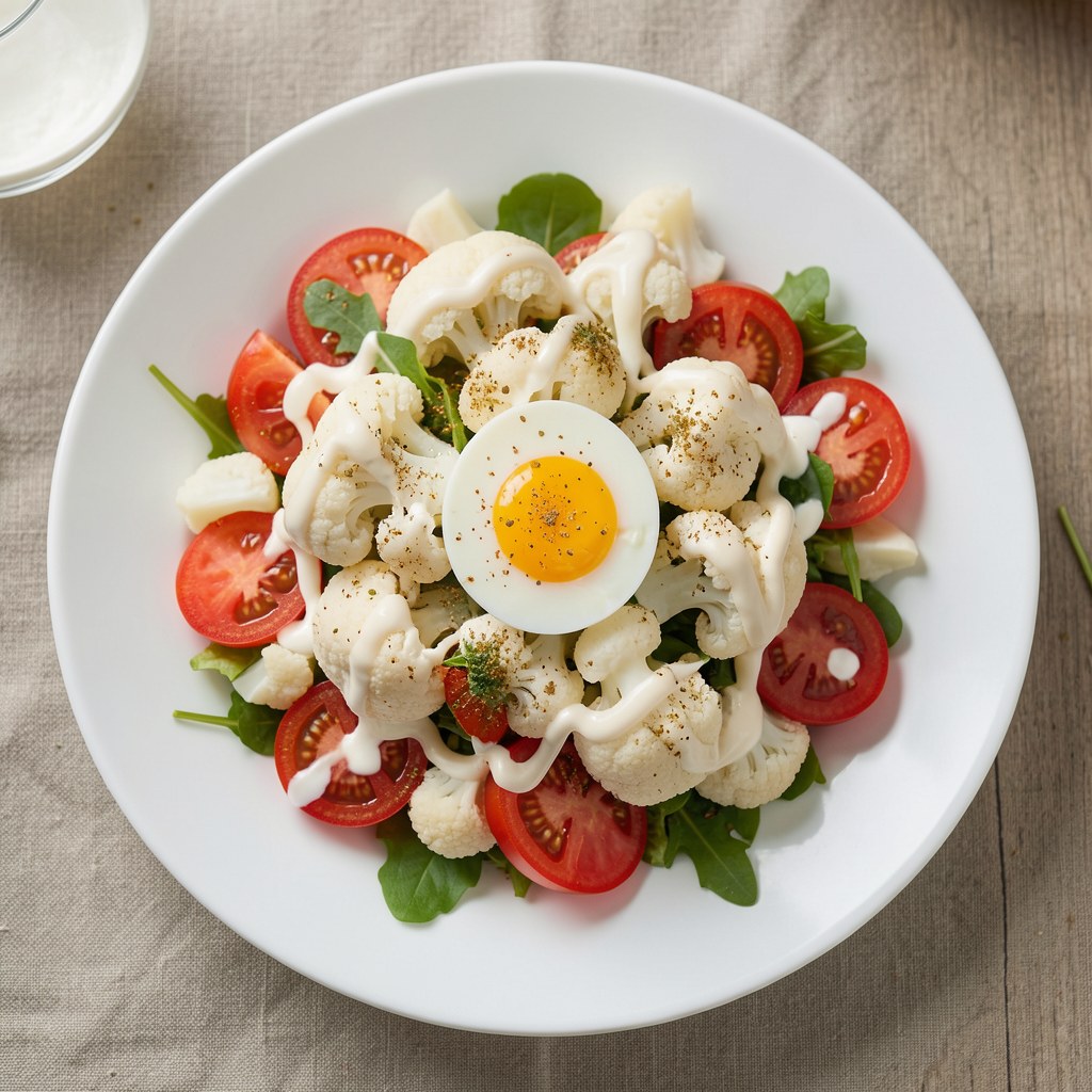 Sałatka z pomidora, kalafiora i jajek
