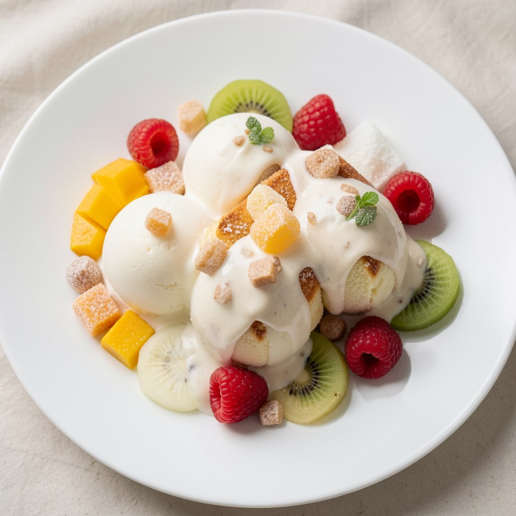 Lody zapiekane z sosem zabaione