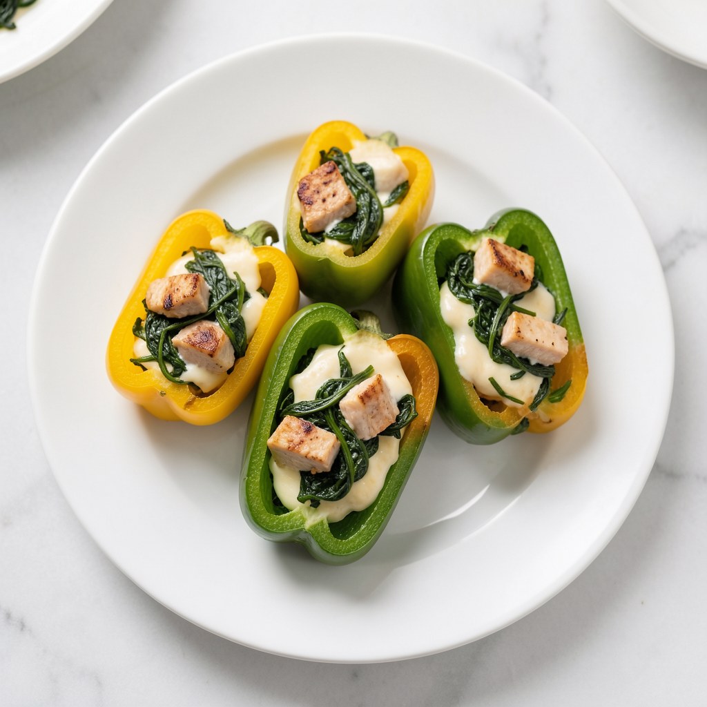 Papryki nadziewane szpinakiem i tuńczykiem