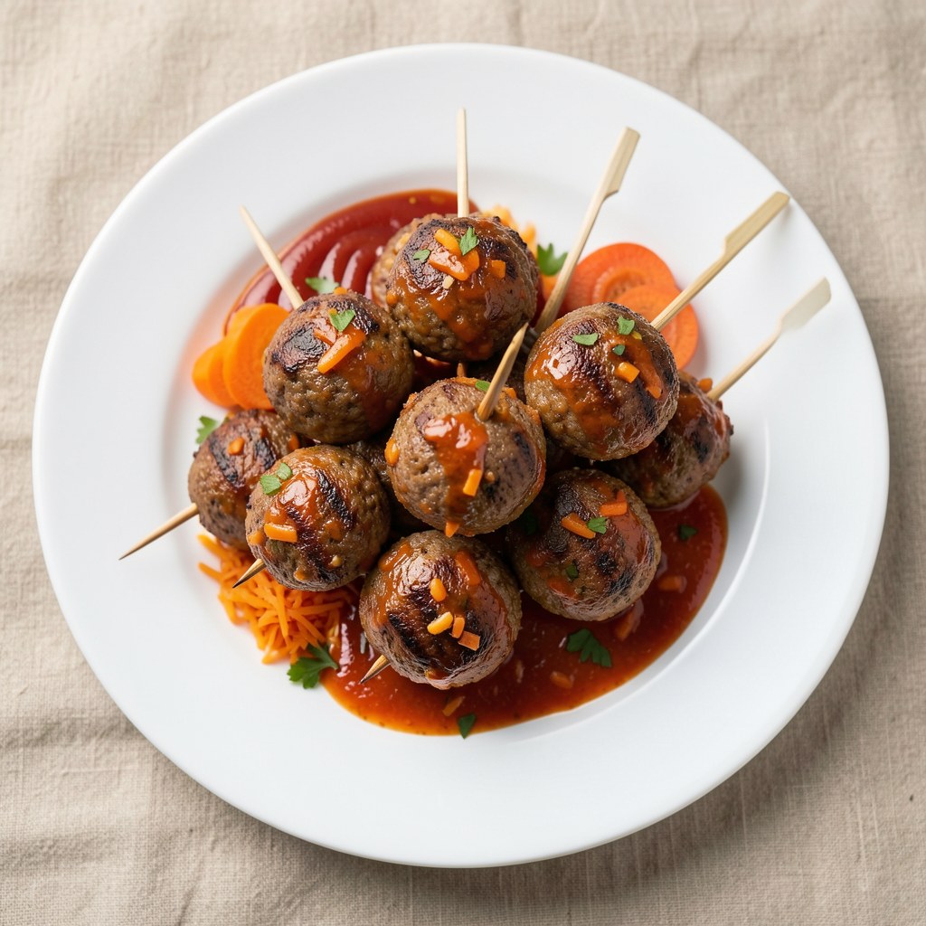 Szaszłyki z kulek mięsnych