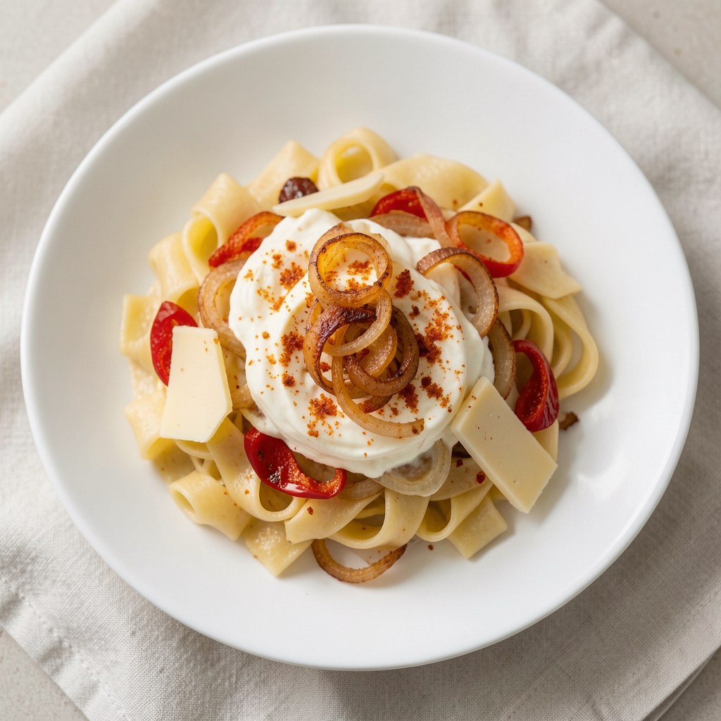 Pasta z sera i smażonej cebuli