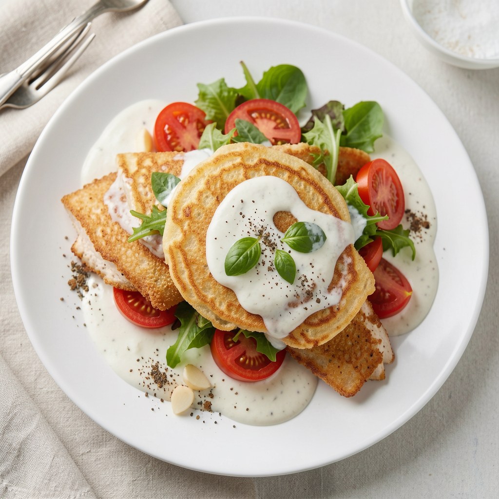 Naleśniki z kurczakiem i sosem bazyliowym