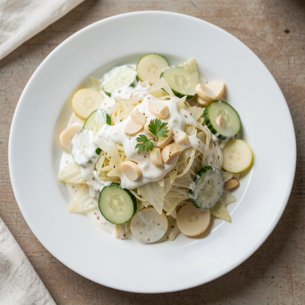 Kapusta pekińska z ogórkiem i czosnkiem