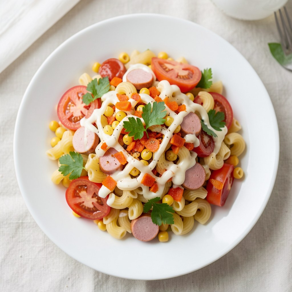 Sałatka makaronowa z kukurydzą