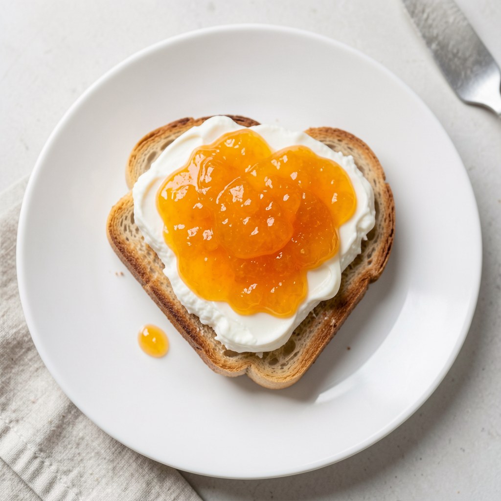 tosty z twarogiem i dżemem pomarańczowym