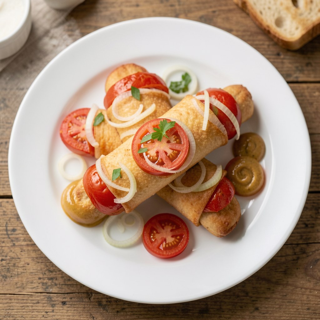Parówki nadziewane pomidorem, cebulą oraz oscypkiem