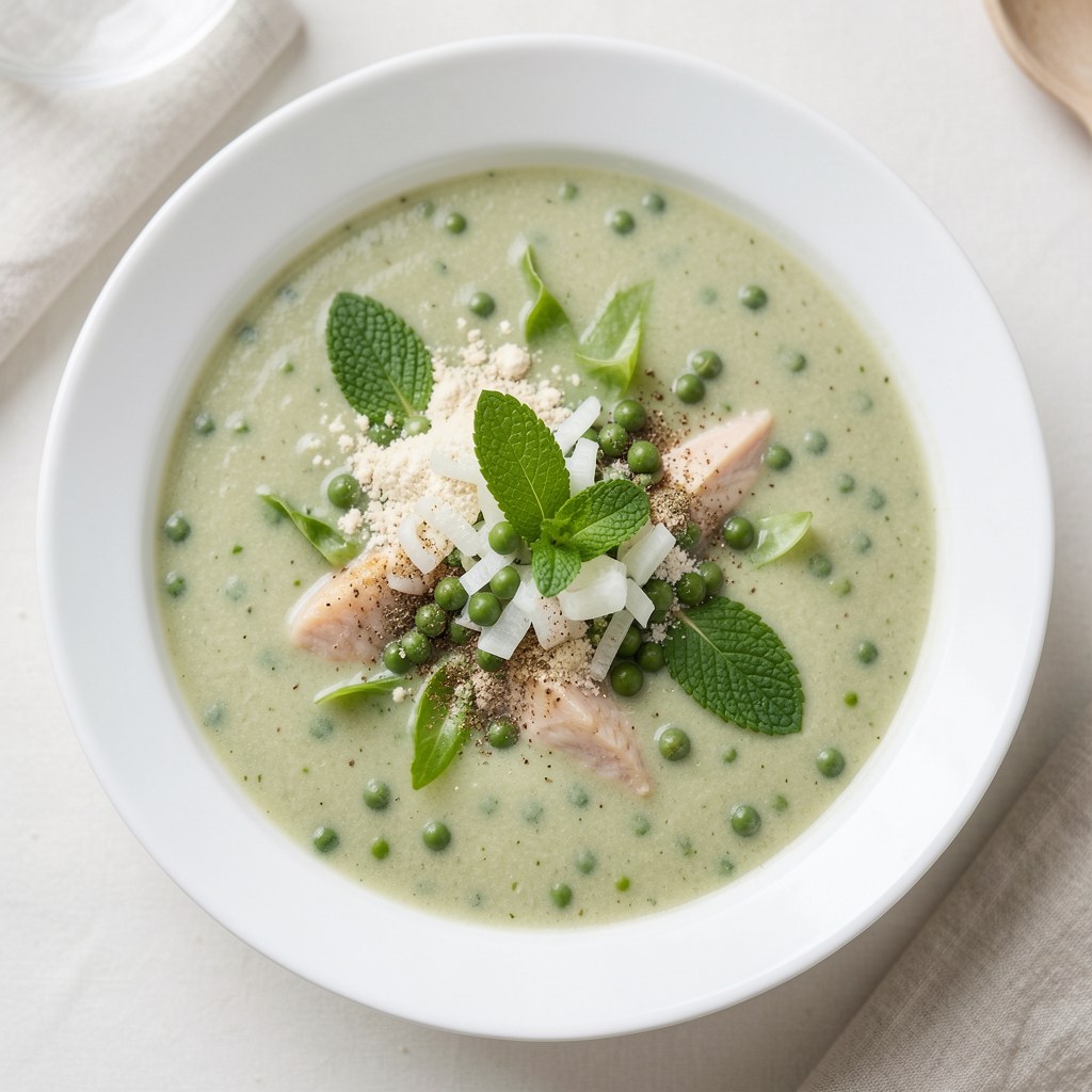 Zupa mietowa z zielonym groszkiem