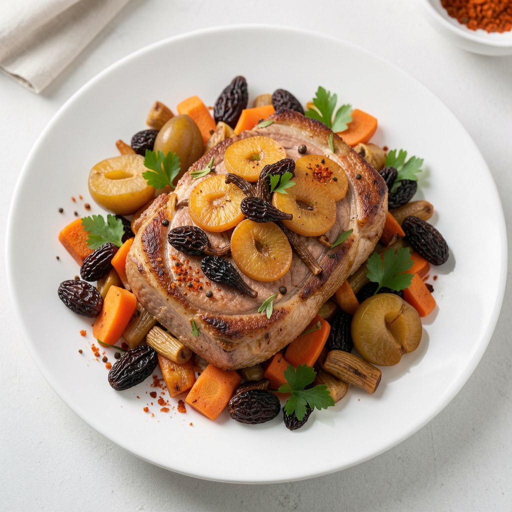 Schab ze śliwką i morelą