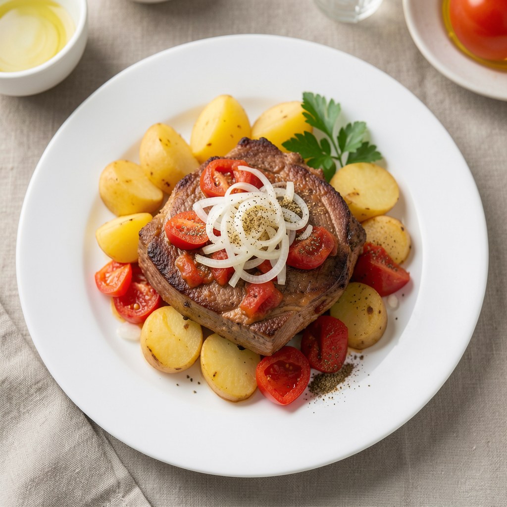 Żeberka wieprzowe duszone z pomidorami