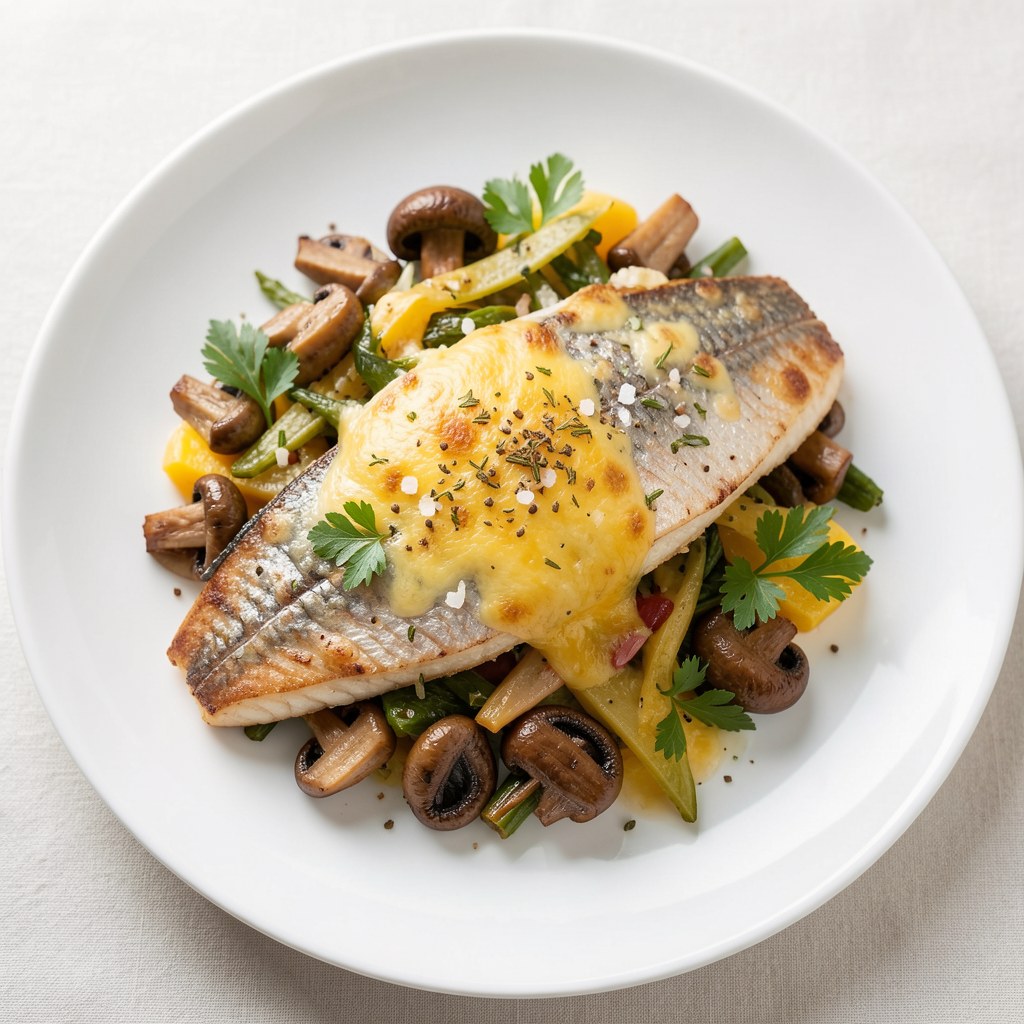 Makrele z pieczarkami