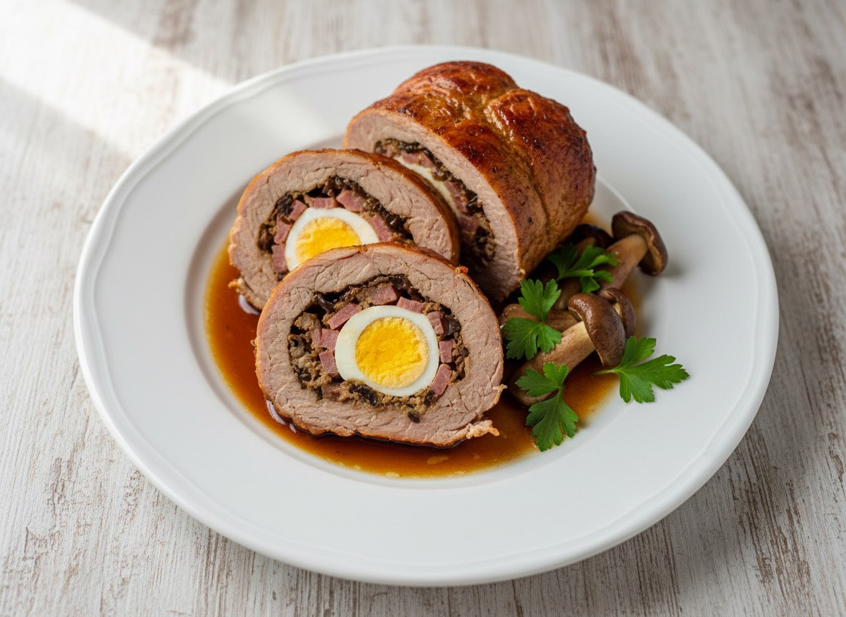 Pieczeń cielęca nadziewana jakami