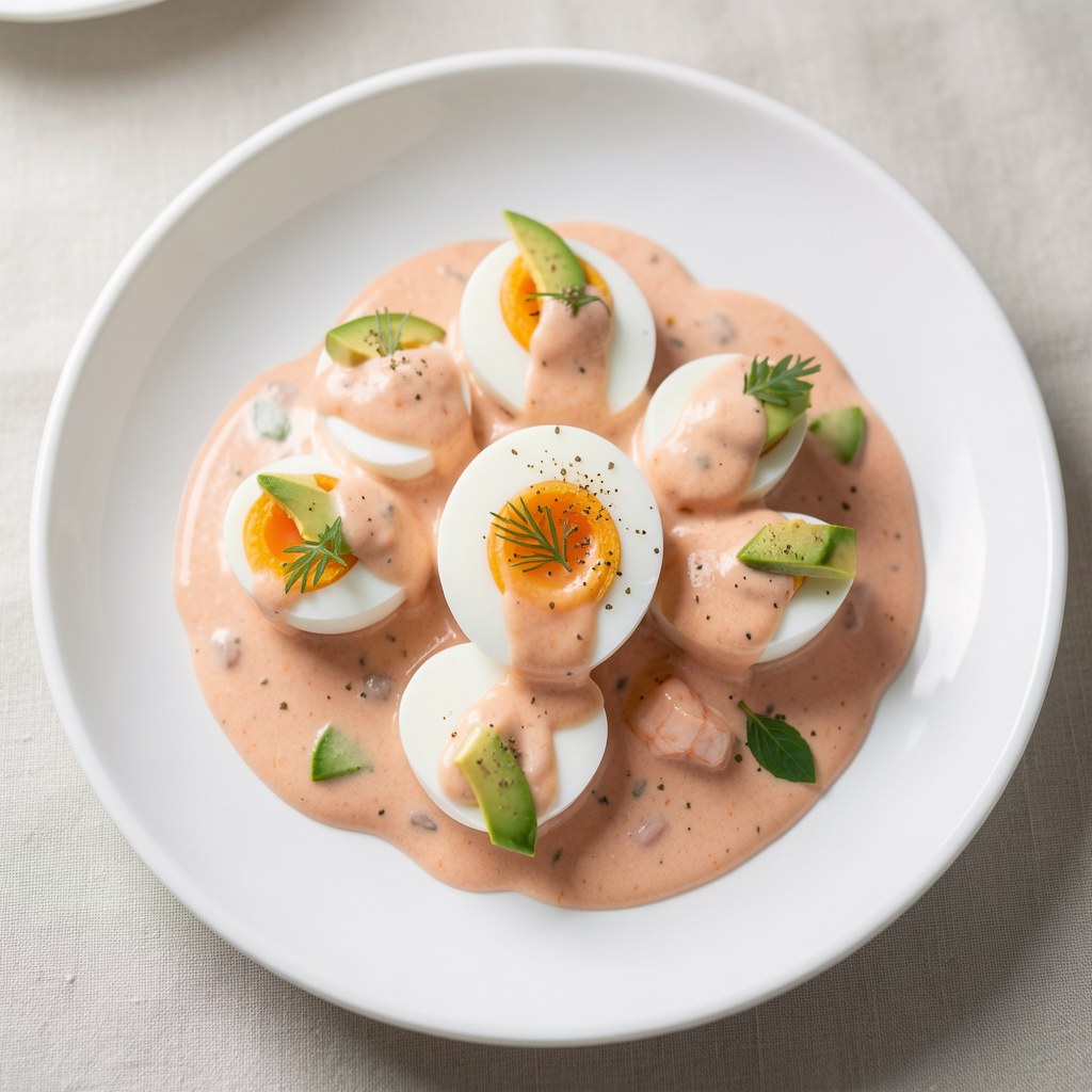 Jajka w sosie krewetkowym