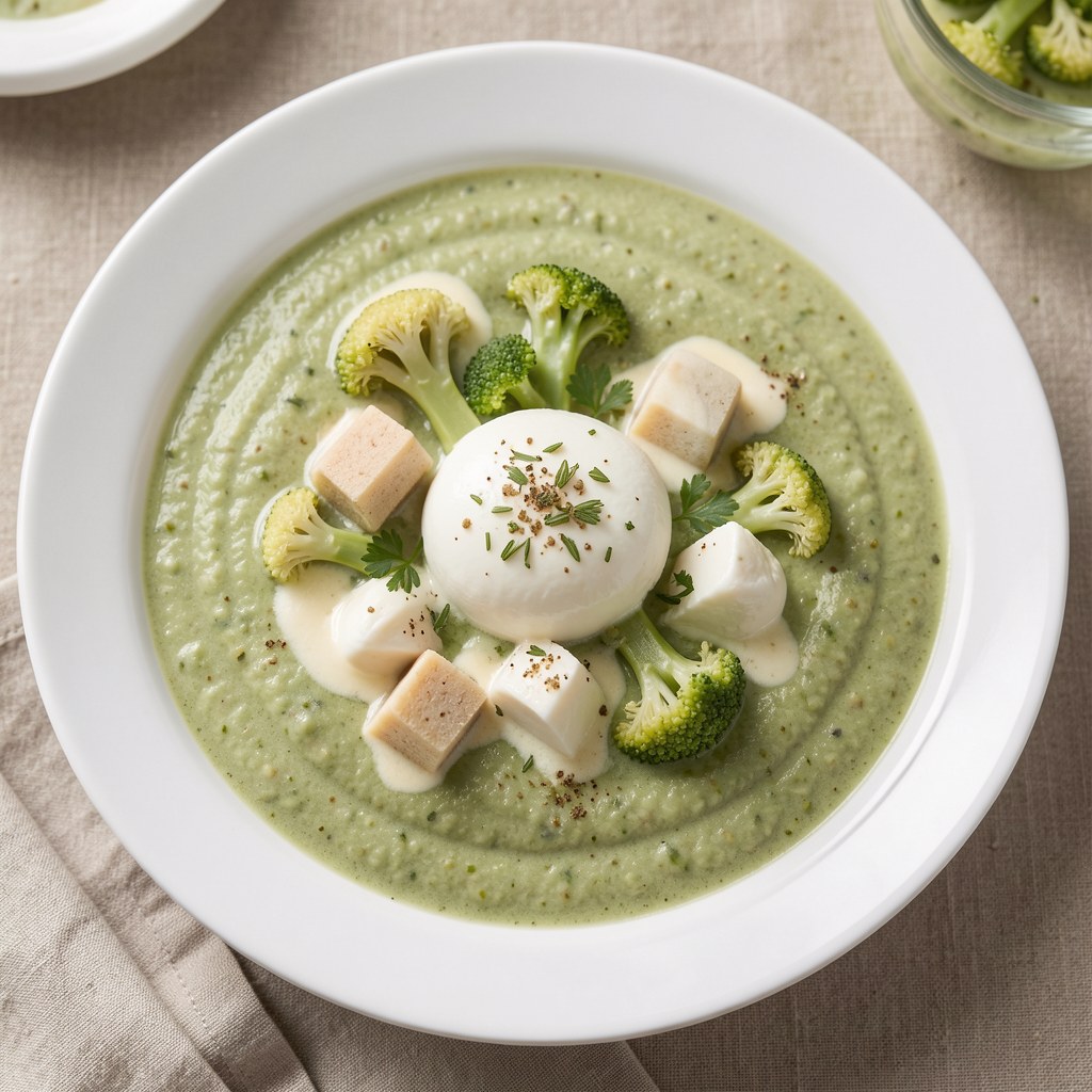 Krem z brokułów z mozarellą